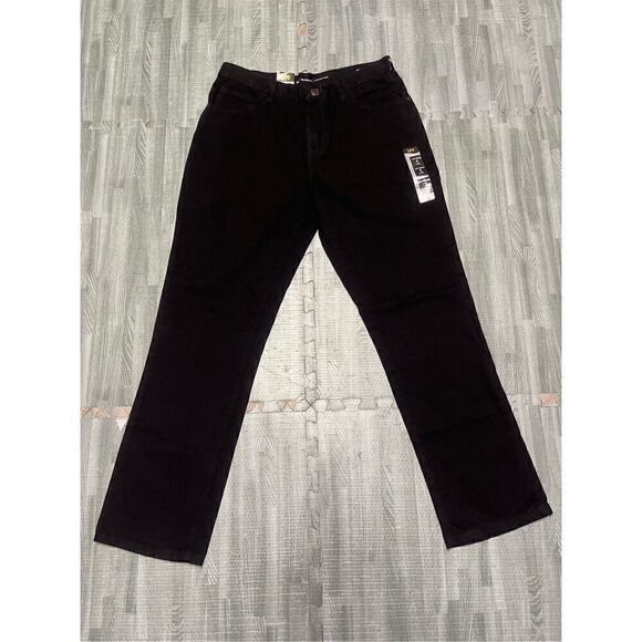 Lee Relaxed Fit Straight Mid Rise Jeans Pants Women's Petite Sz 6 Black - Picture 1 of 9